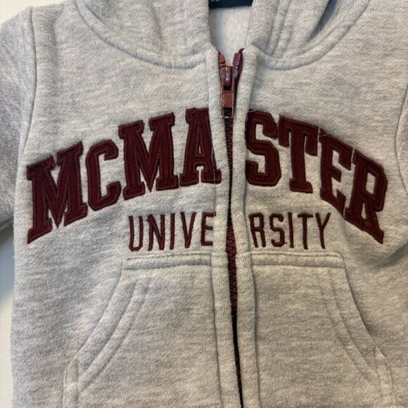 McMaster University Baby Zip Up Hoodie 3-6 months Grey Varsity Hamilton - Picture 2 of 5